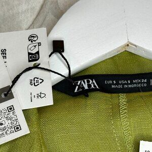 Brilliant Green, Zara Linen Blouse size small